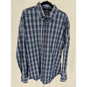 American Tall mens Sz 2XLT Long Sleeve Button Up Shirt Blue Plaid